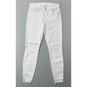 7 For All Mankind 'Ankle Gwenevere' Raw Cuff Stretch Denim Jeans. White, Size 27